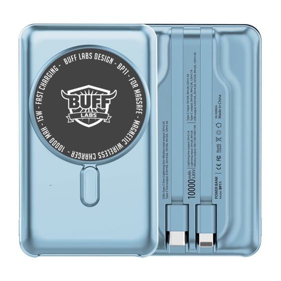 Buff 10000mAh Magsafe Ekranlı Powerbank - Mavi 8683548216779