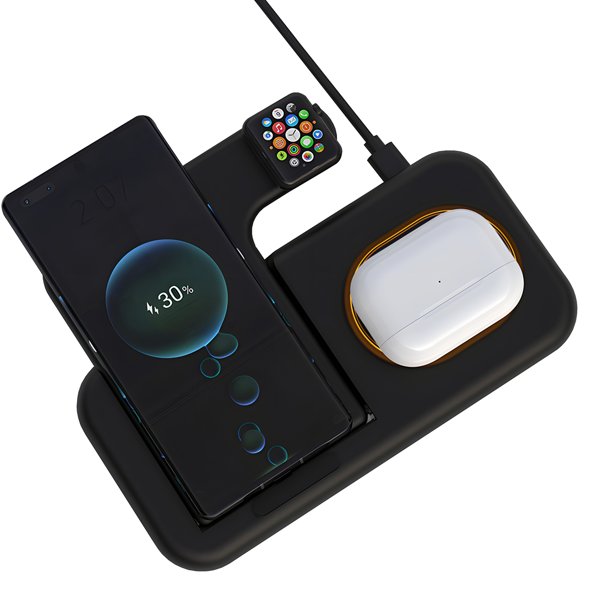 Buff  5in1 Kablosuz Led Işıklı Hızlı Şarj Standı 8683548216823