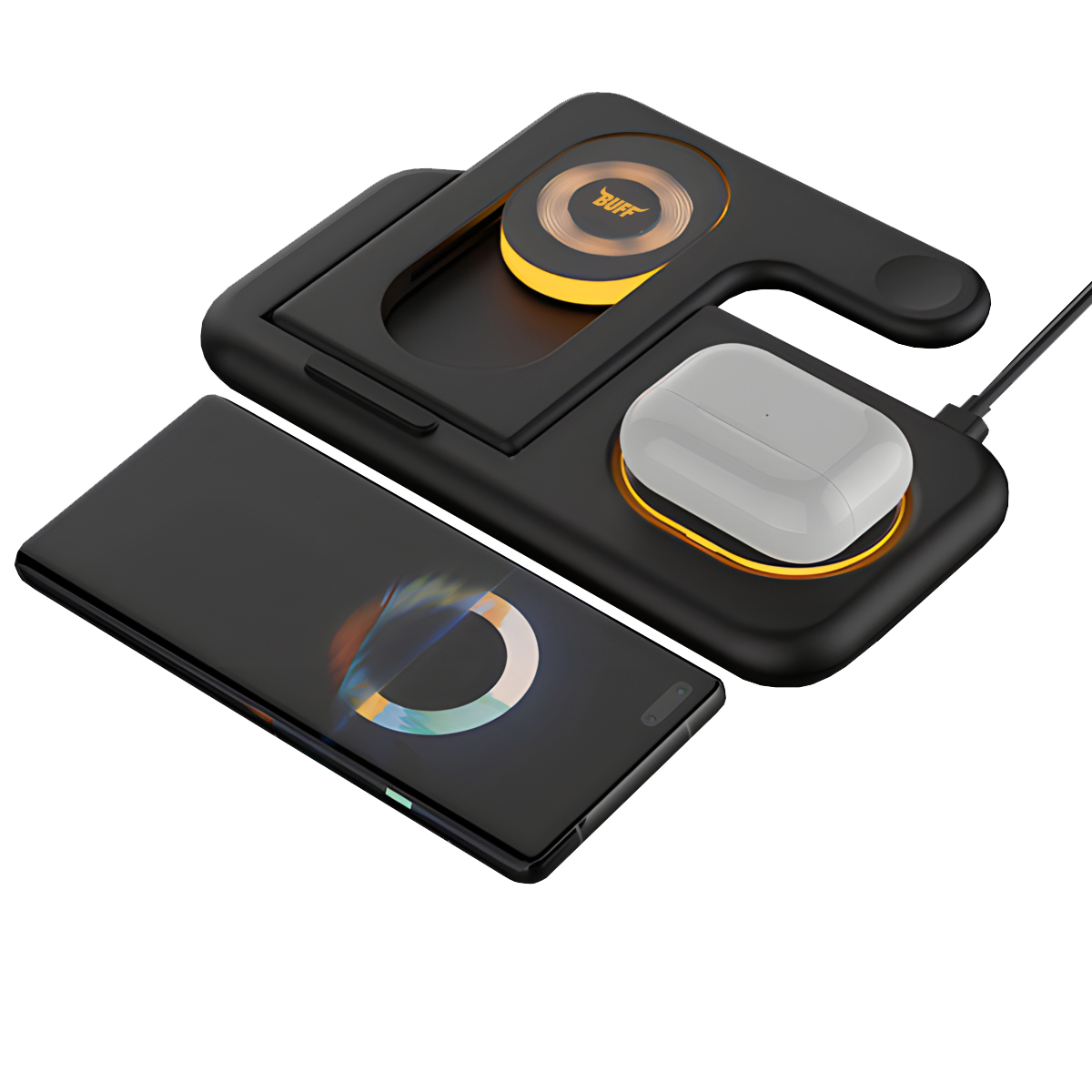 Buff  5in1 Kablosuz Led Işıklı Hızlı Şarj Standı 8683548216823