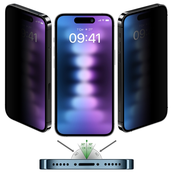 Buff iPhone 15 Pro Max 5D Privacy Ekran Koruyucu 8683548216892