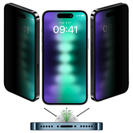 Buff iPhone 15 Pro 5D Privacy Ekran Koruyucu 8683548216908