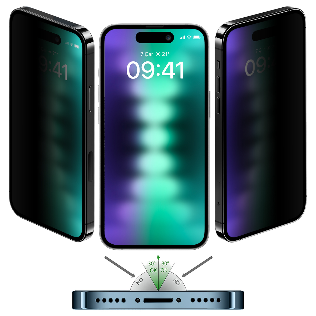 Buff iPhone 15 Plus 5D Privacy Ekran Koruyucu 8683548216915