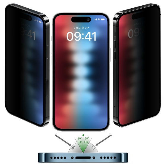 Buff iPhone 15 5D Privacy Ekran Koruyucu 8683548216922