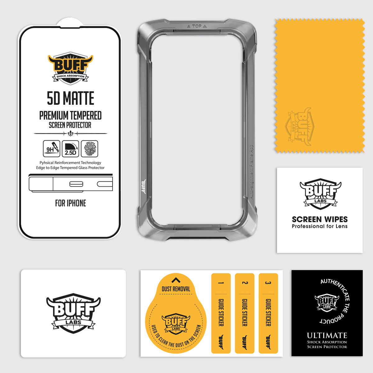 Buff iPhone 15 5D Matte Ekran Koruyucu 8683548216960