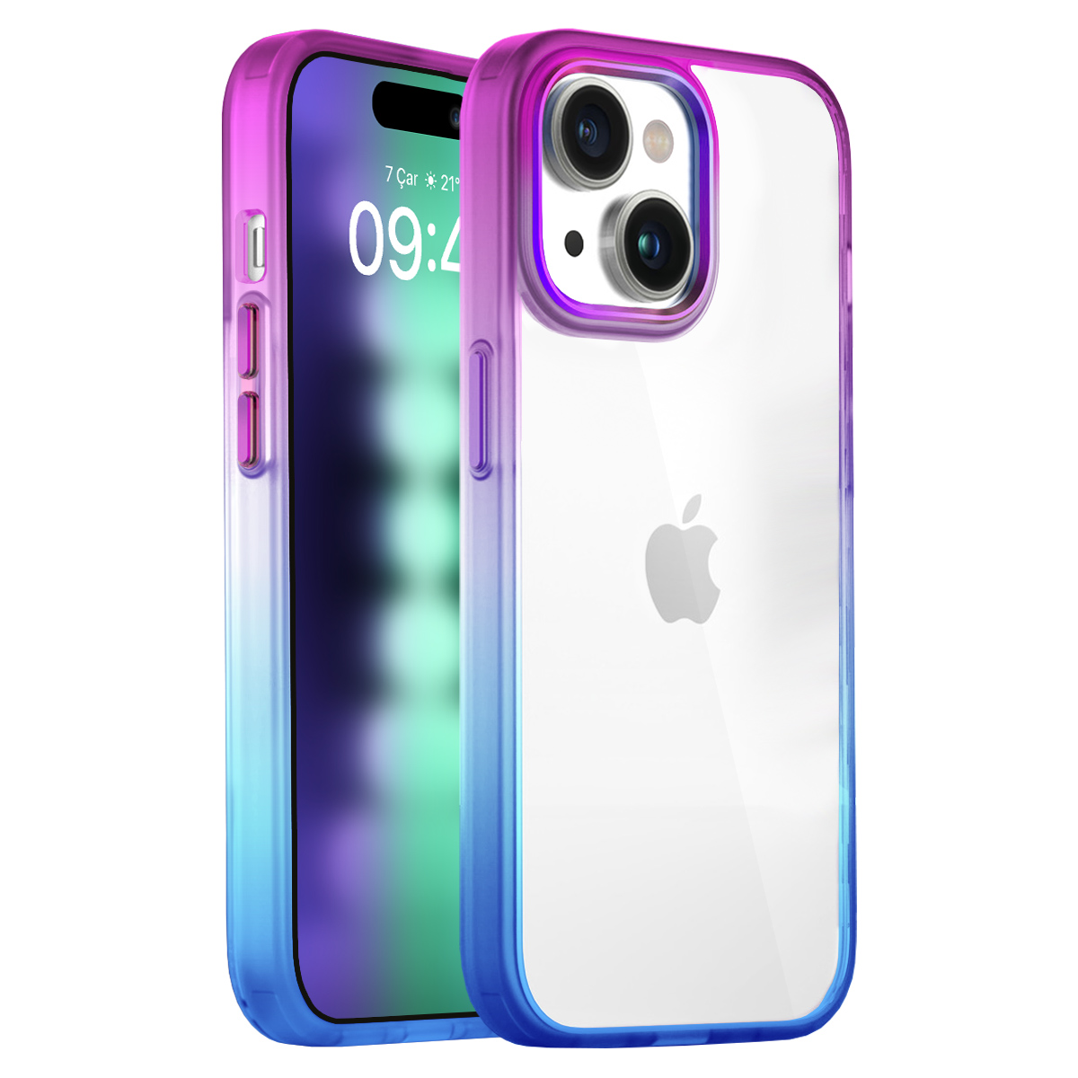 Buff iPhone 15 Plus Air Bumber Rainbow Kılıf - Mor 8683548217172