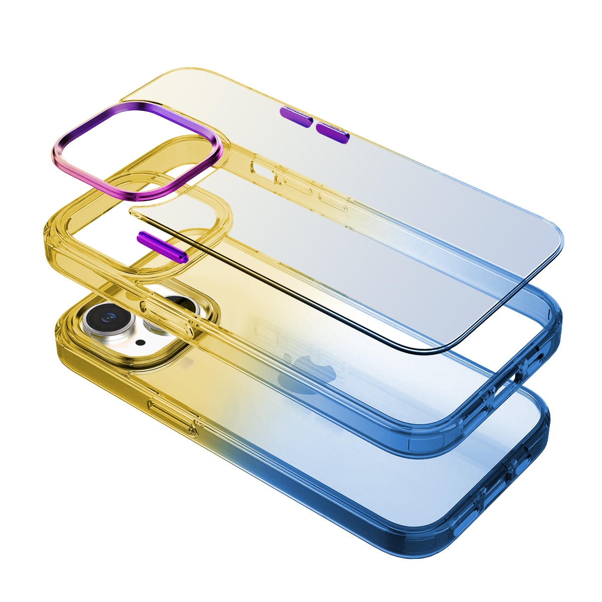 Buff iPhone 15 Plus Air Bumber Rainbow Kılıf-Sarı 8683548217202