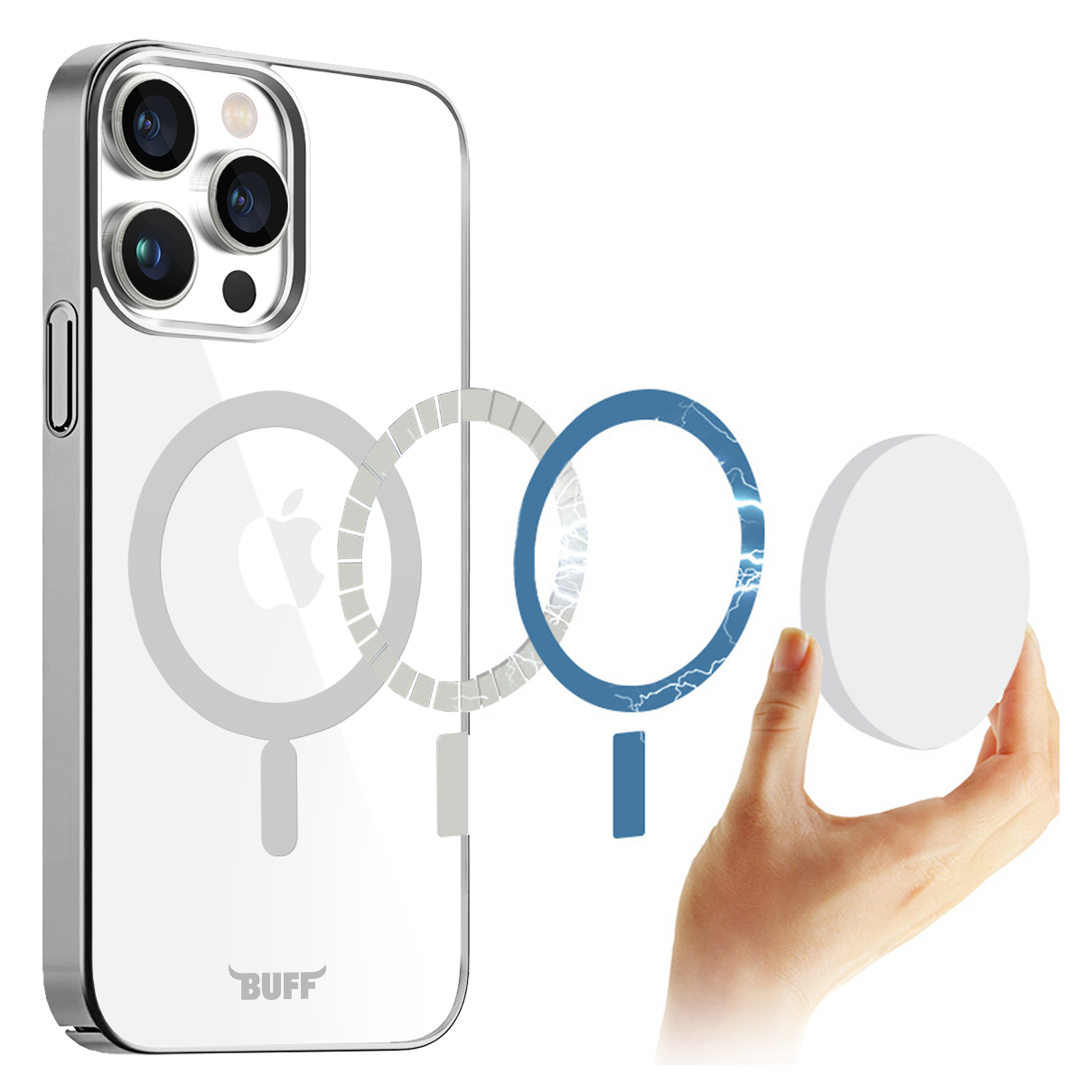 Buff iPhone 15 ProMax MagSafe Slim Kılıf Silver 8683548217882