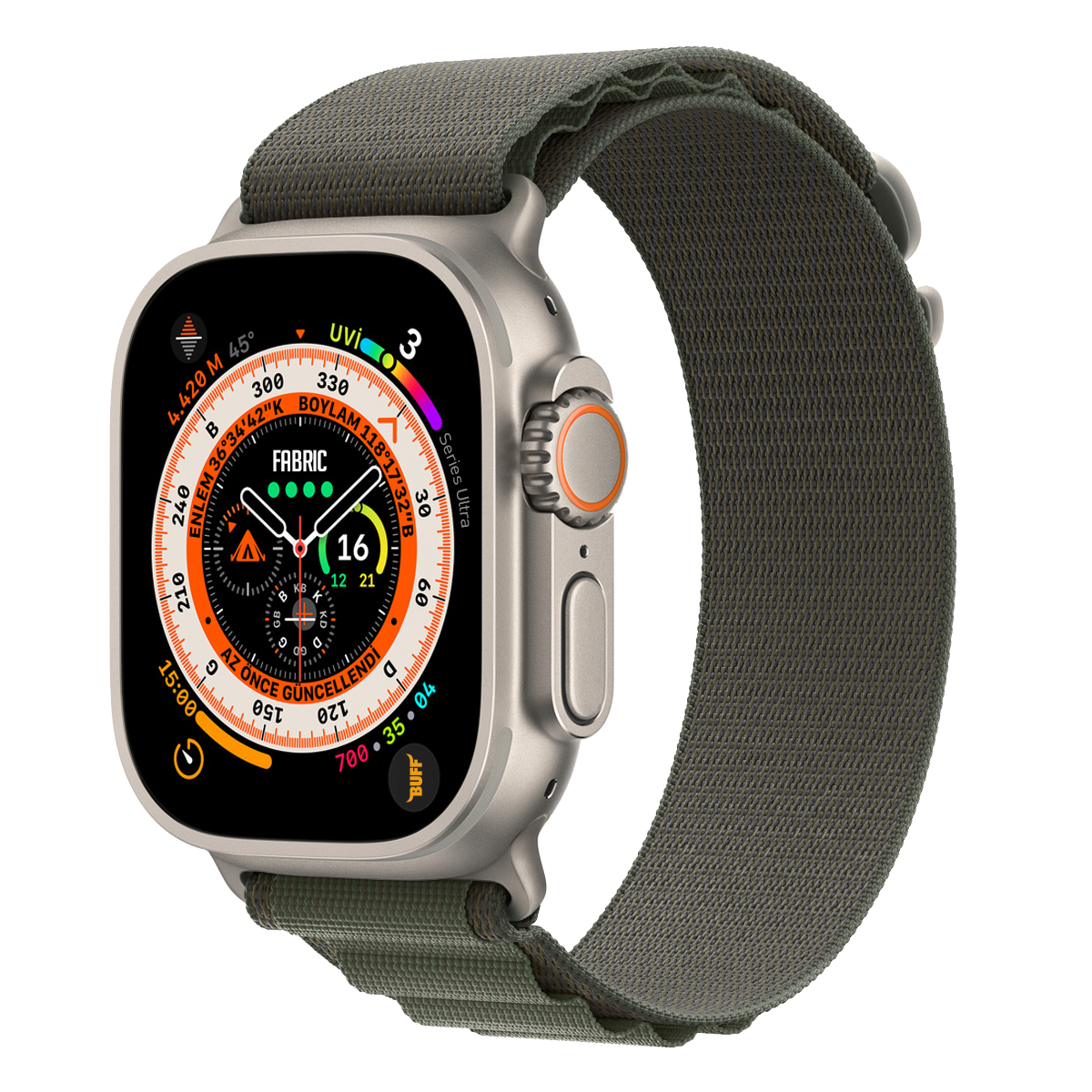 Buff Apple Watch Fabric Band 49 mm - Yeşil 8683548218155