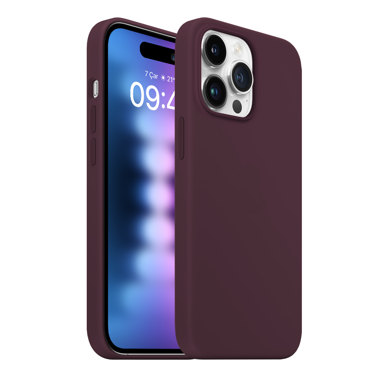 Buff iPhone 15 Pro Max Rubber Fit Kılıf Wine Red 8683548218551