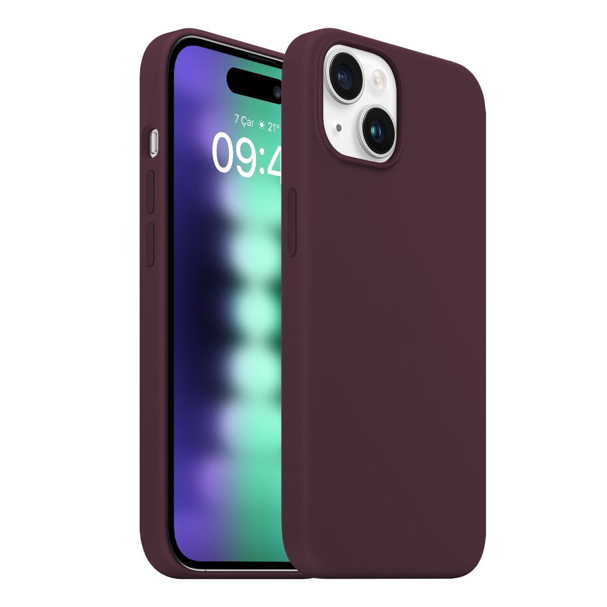 Buff iPhone 15 Plus Rubber Fit Kılıf Wine Red 8683548218735