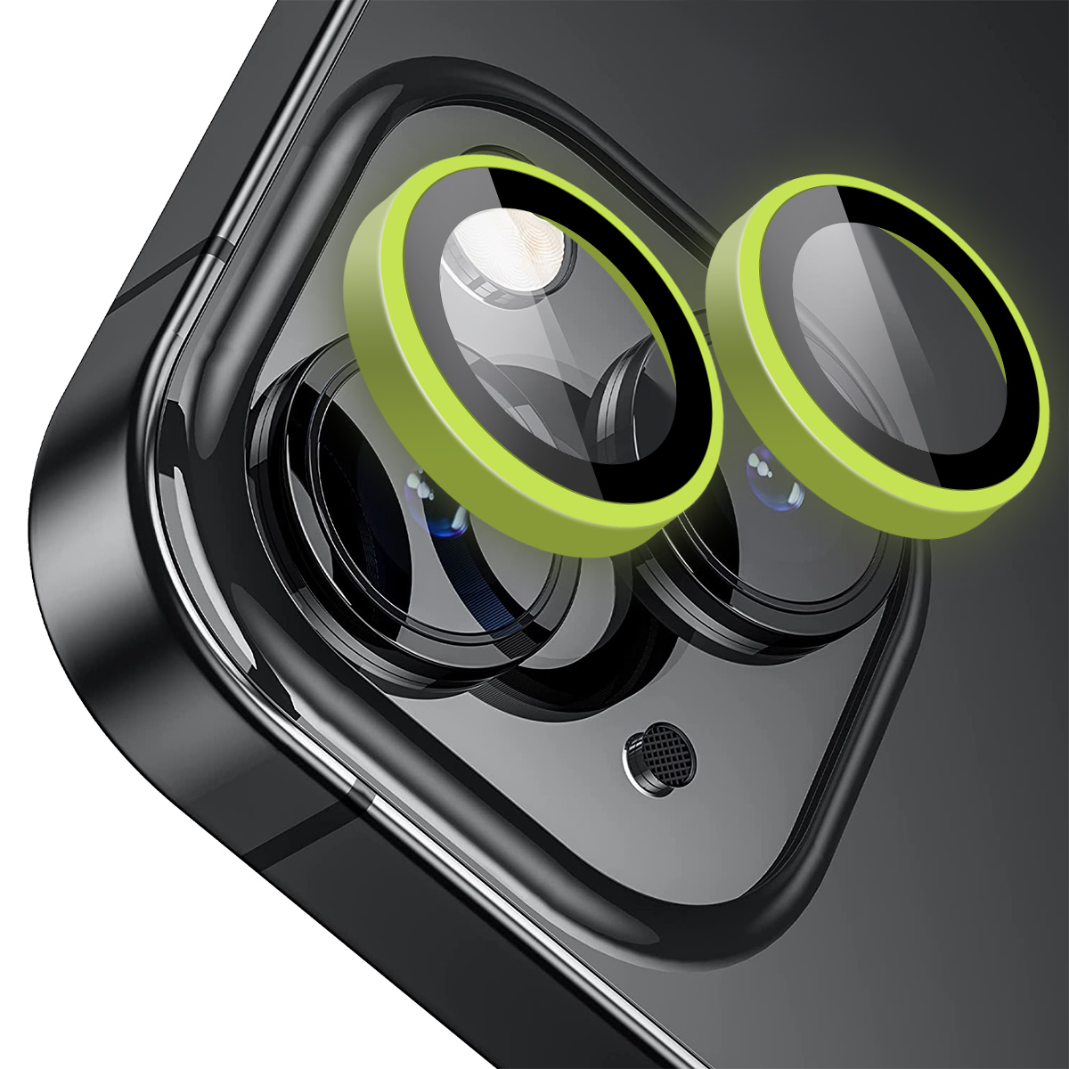 Buff iPhone 14/Plus Neon Metal Lens Koruyucu-Yeşil 8683548219329