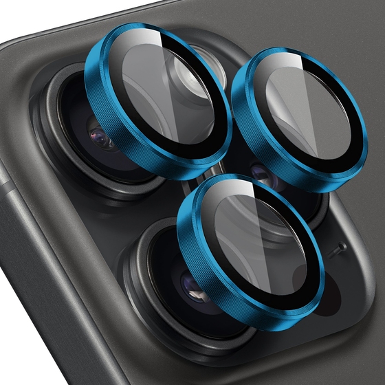 Buff iPhone 15 Pro/Max Metal Lens Koruyucusu-Mavi 8683548219411