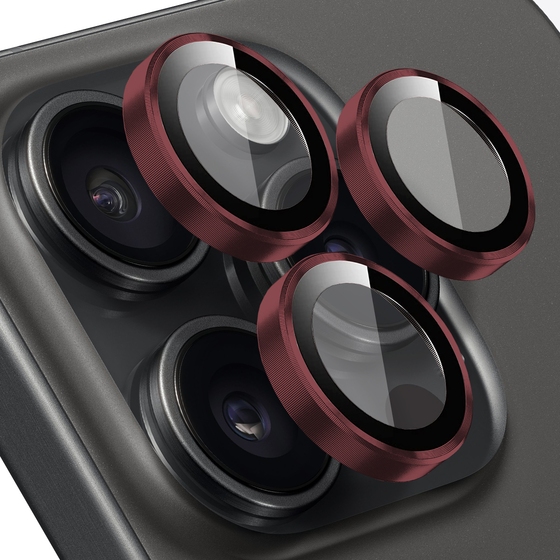 Buff iPhone 15 Pro/Max Metal Lens Koruyucusu-Kırmızı 8683548219466