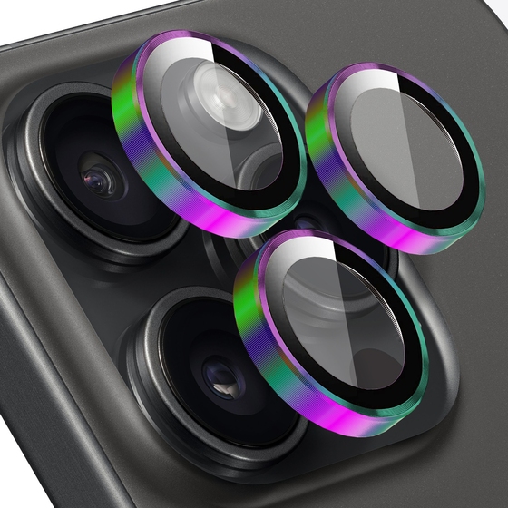 Buff iPhone 15 Pro/Max Metal Lens Koruyucusu-Renkli 8683548219473