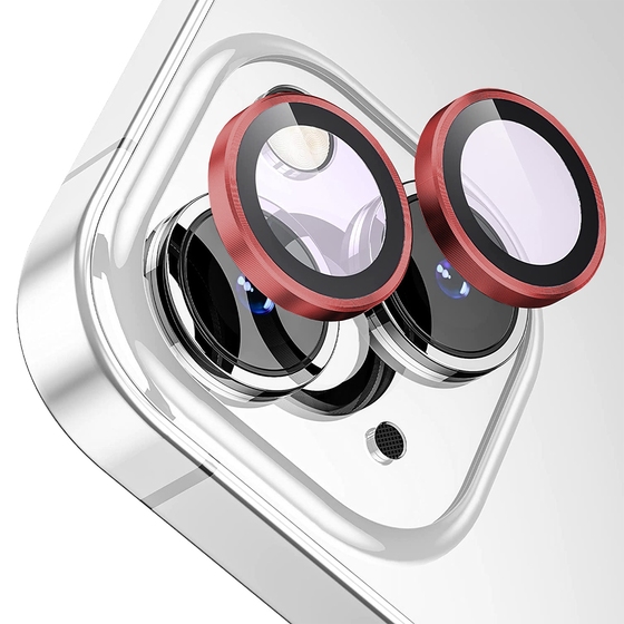 Buff iPhone 15/Plus Metal Lens Koruyucusu-Kırmızı 8683548219541