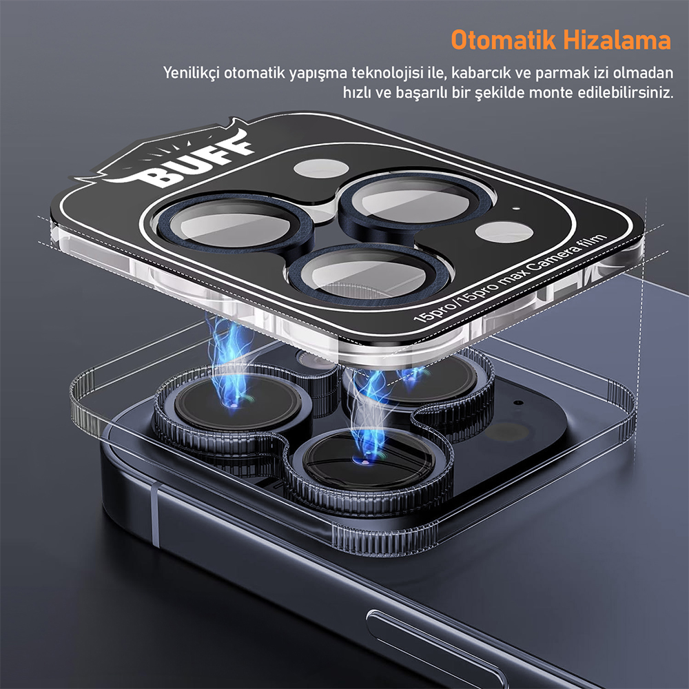 Buff iPhone 15 Pro Max / 15 Pro Titanyum Lens-Mavi 8683548219626