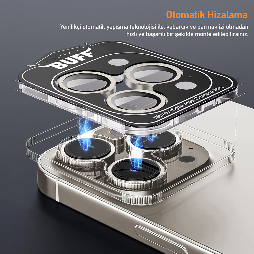 Buff iPhone 15 Pro Max / 15 Pro Titanyum Lens-Gri 8683548219640