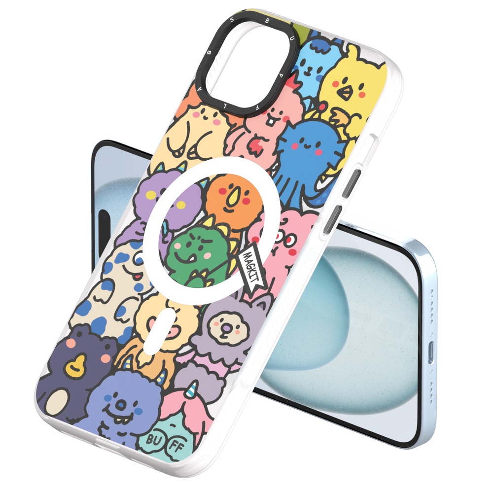 Buff iPhone 15 MagKit Desenli Kılıf Happy Monster 8684387700214