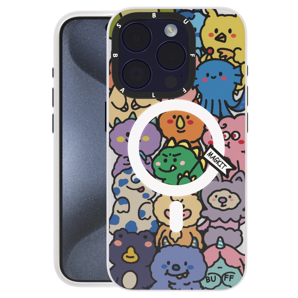 Buff iPhone 15 Pro MagKit Kılıf Happy Monster 8684387700313