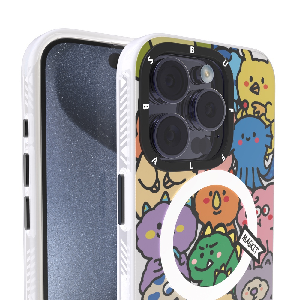 Buff iPhone 15 Pro MagKit Kılıf Happy Monster 8684387700313