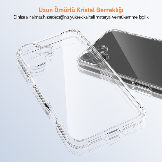 Buff iPhone 16 Plus Air Hybrid Crystal Clear Kılıf 8684387701747