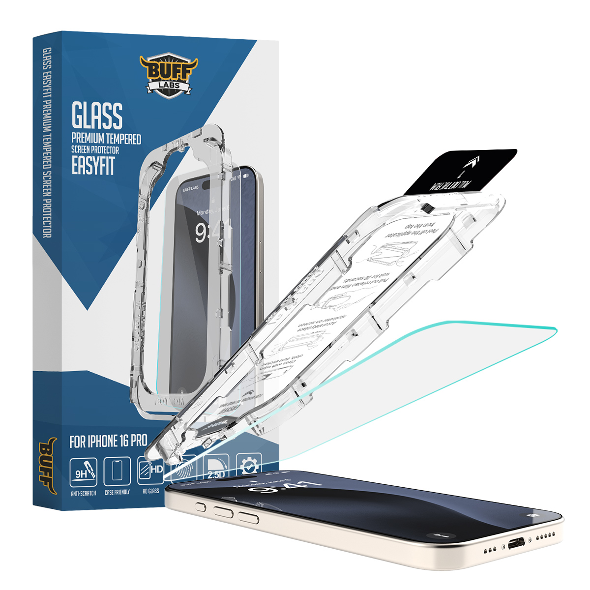 Buff iPhone 16 Pro Glass EasyFit Ekran Koruyucu 8684387701891