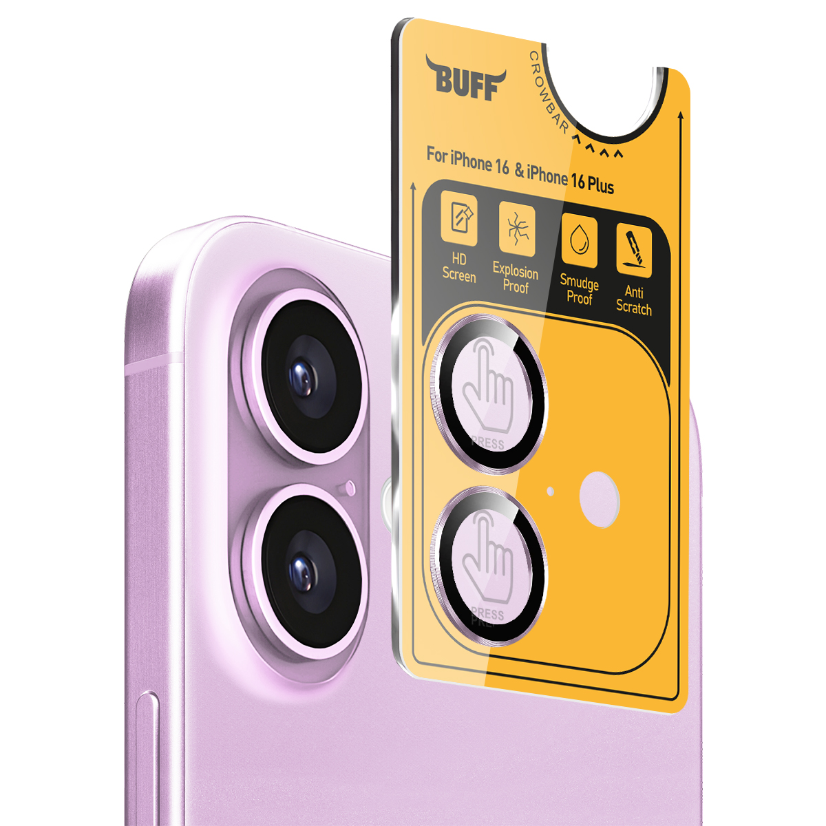Buff iPhone 16/Plus Metal Kamera Lens - Pembe 8684387701983