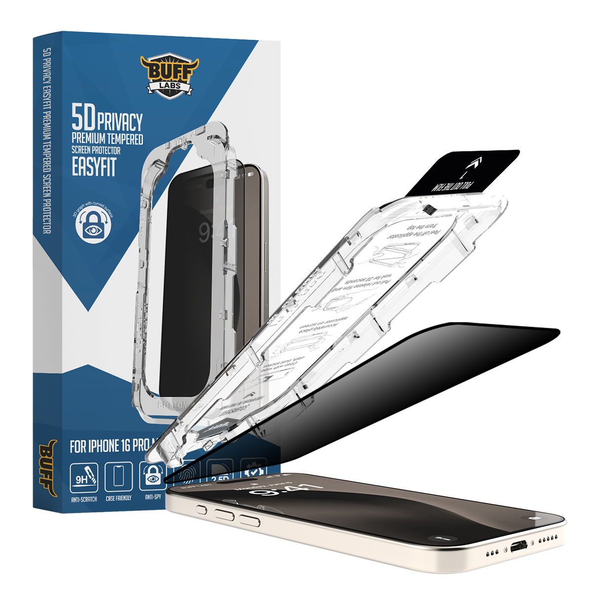 Buff iPhone 16 Pro Max Privacy EasyFit Ekran Koruyucu 8684387702119