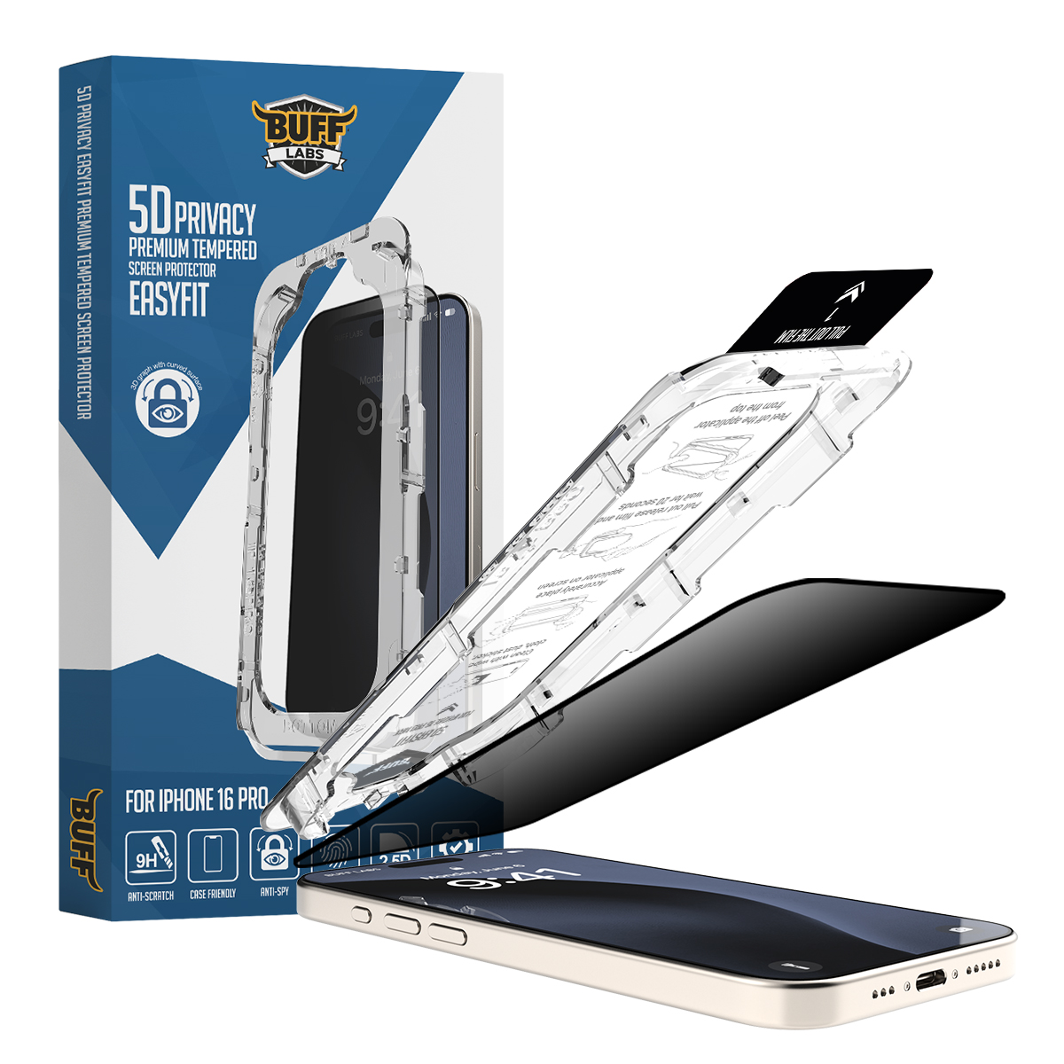 Buff iPhone 16 Pro Privacy EasyFit Ekran Koruyucu 8684387702126