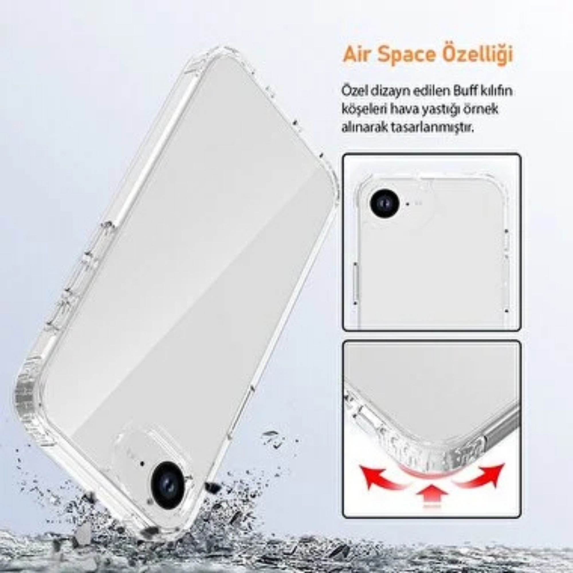 Buff iPhone 16E Air Hybrid Kılıf - Şeffaf  8684387704335