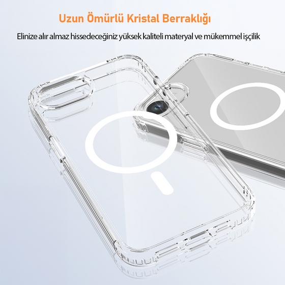 Buff iPhone 16E MagSafe Air Hybrid Kılıf - Şeffaf  8684387704342