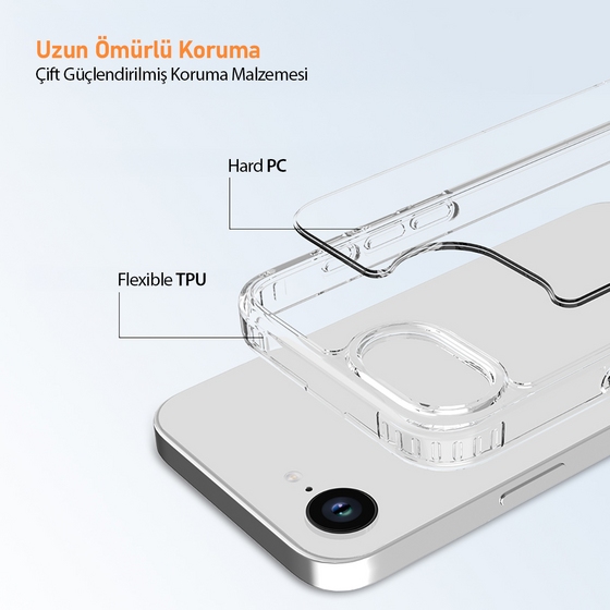 Buff iPhone 16E MagSafe Air Hybrid Kılıf - Şeffaf  8684387704342