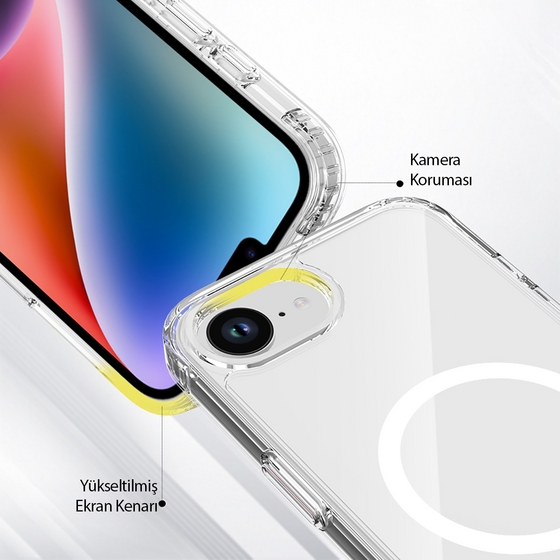 Buff iPhone 16E MagSafe Air Hybrid Kılıf - Şeffaf  8684387704342