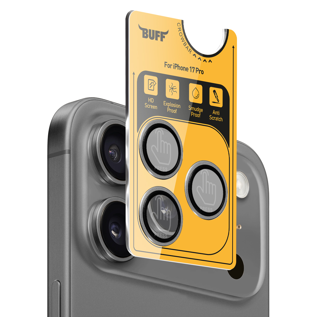 Buff iPhone 17 Pro Metal Kamera Lens Koruyucu Gray 8684387704885
