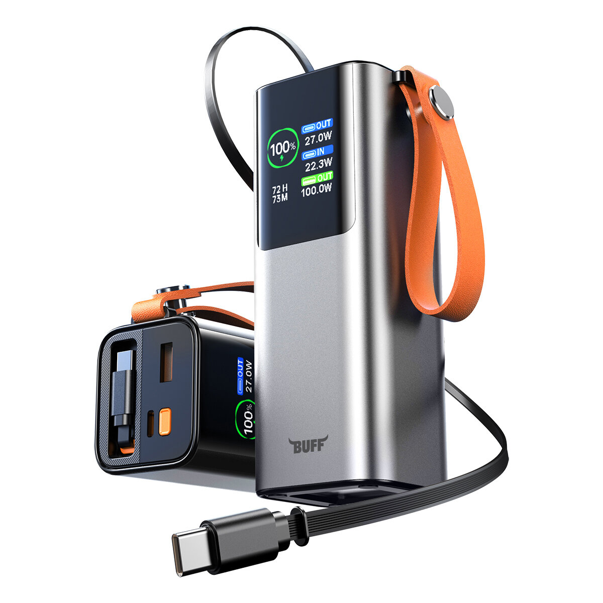 Buff BP20 20.000 mAh 100W Hızlı Şarj Powerbank - Dijital Ekranlı, Dahili USB-C Kablolu 8684387707510