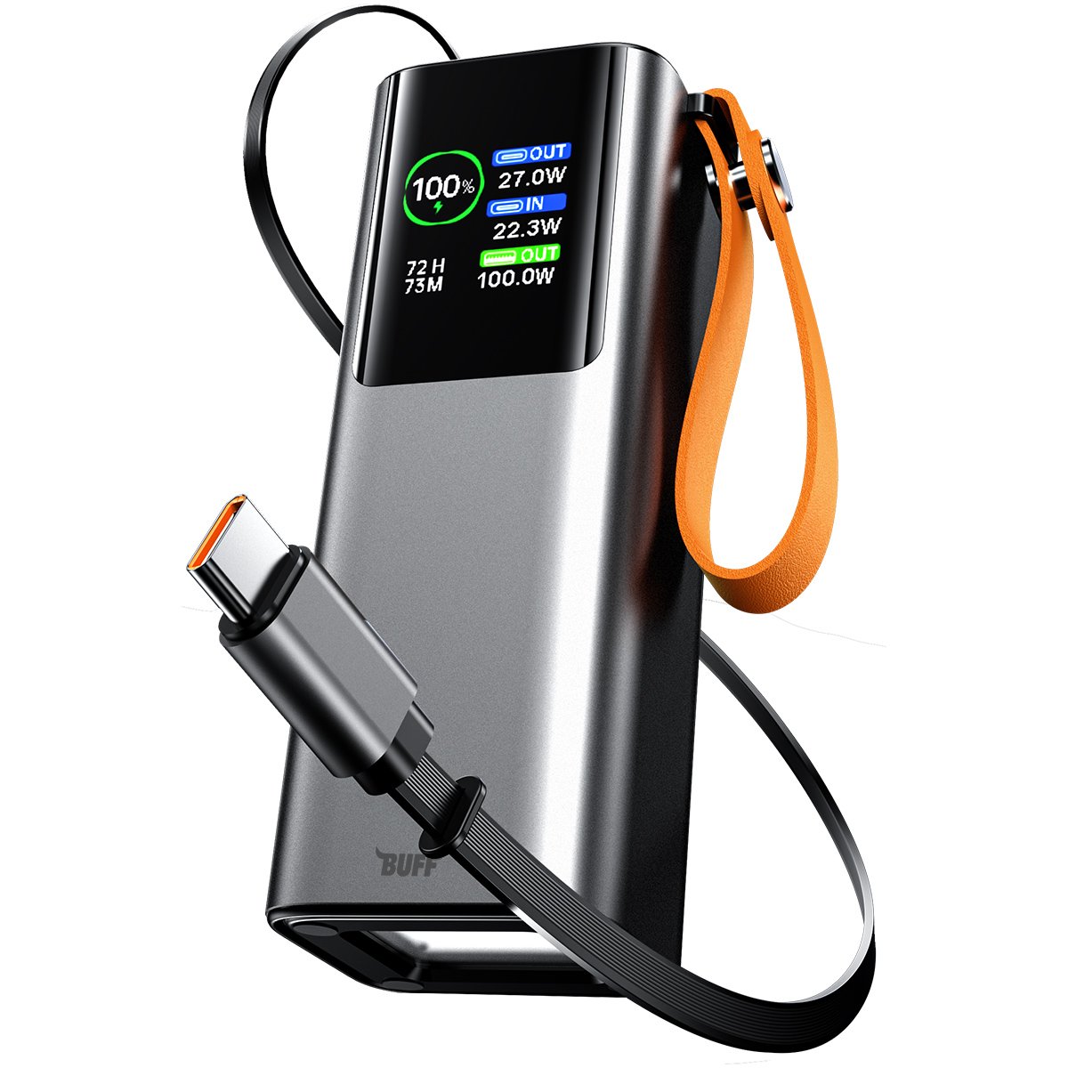 Buff BP20 20.000 mAh 100W Hızlı Şarj Powerbank - Dijital Ekranlı, Dahili USB-C Kablolu 8684387707510