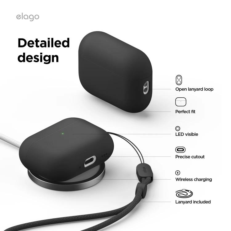 Elago Apple AirPods Pro 3 Liquid Hybrid Strap Kılıf – Siyah 8800254480915
