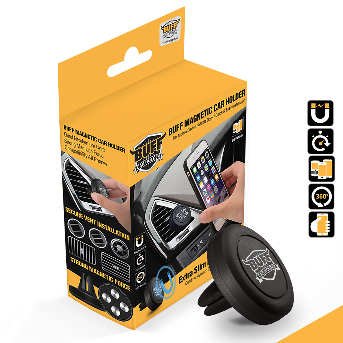 Buff Magnetik Araç Telefon Tutucu (Siyah) 8809349080207