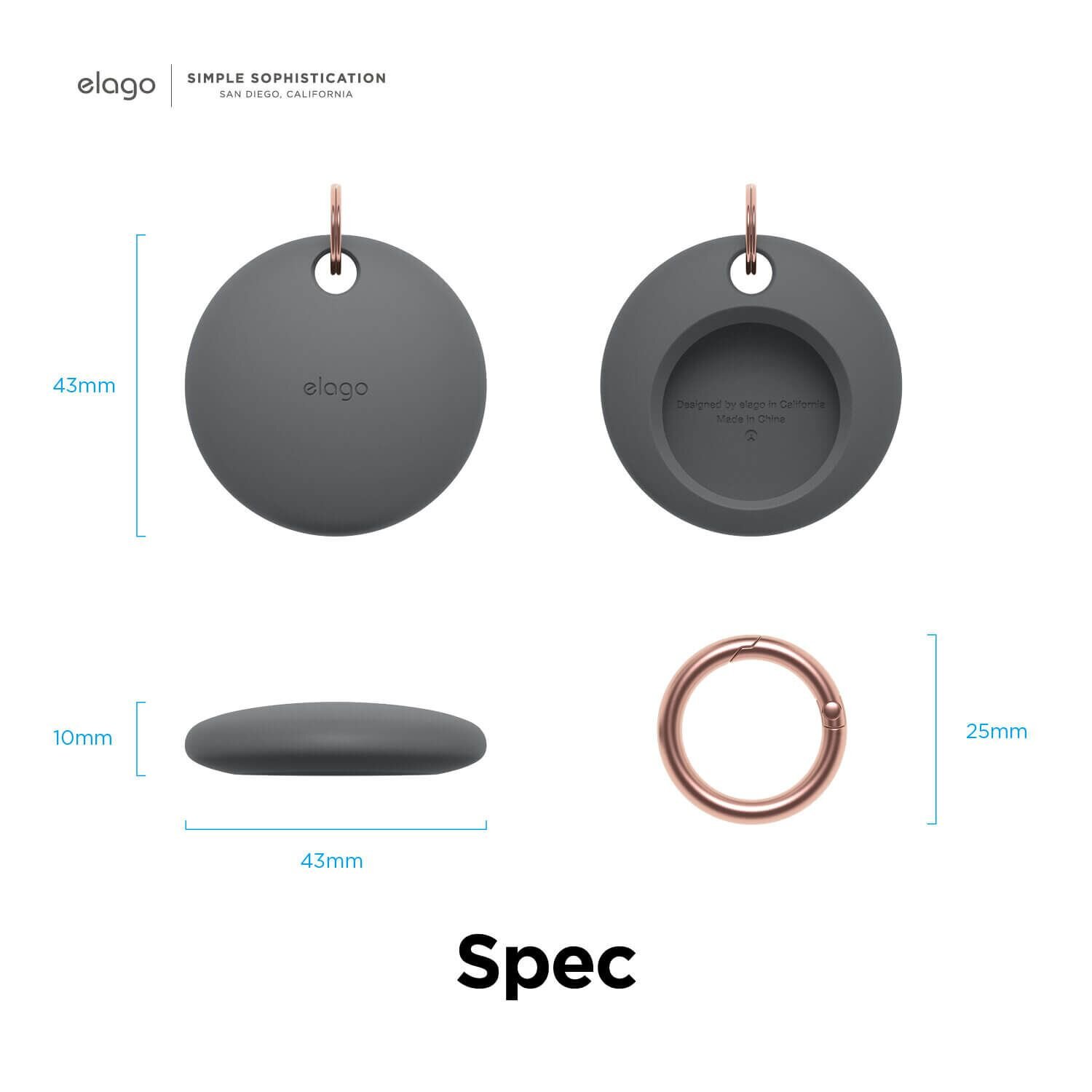 Elago Apple Silikon Basic AirTag Kılıfı - Gri 8809788486363