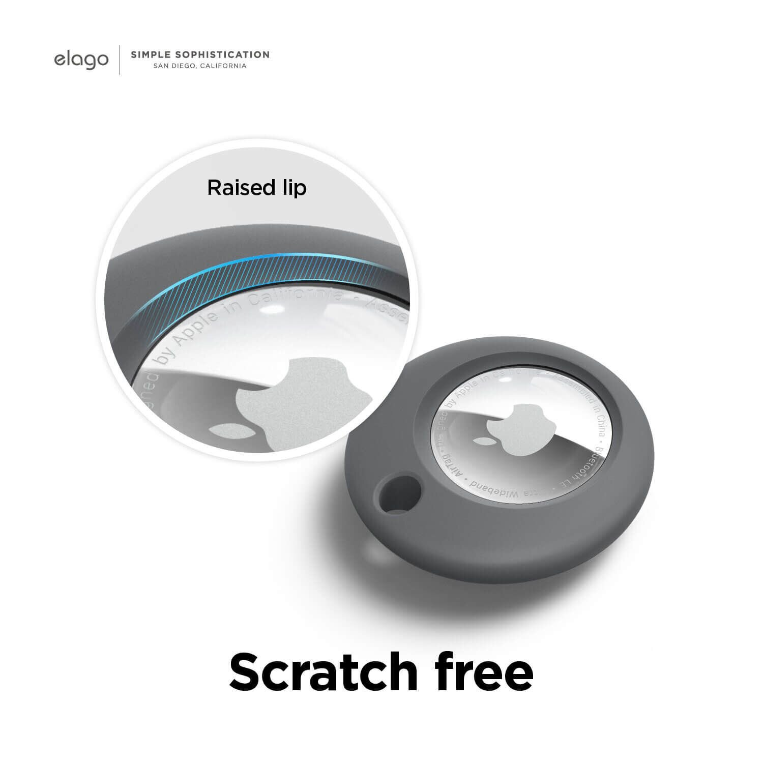 Elago Apple Silikon Basic AirTag Kılıfı - Gri 8809788486363