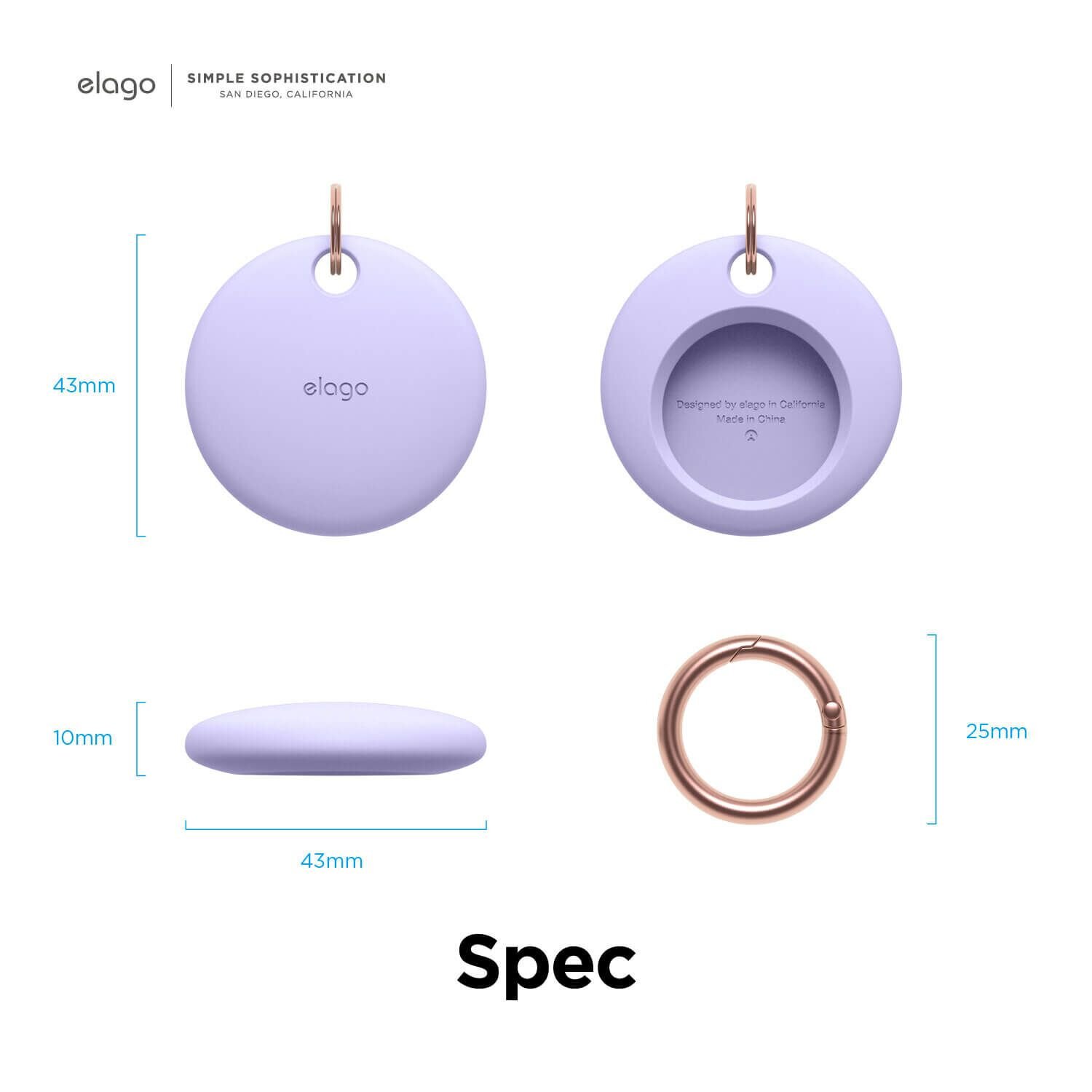 Elago Apple Silikon Basic AirTag Kılıfı - Lavanta 8809788486387
