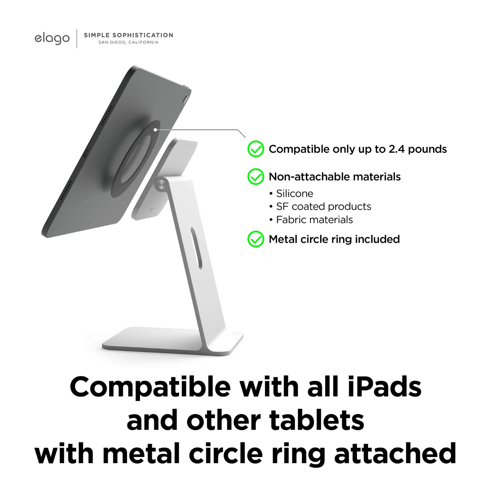 Elago Premium Manyetik Metal Çok Açılı Tablet Standı - Koyu Gri 8809863853103