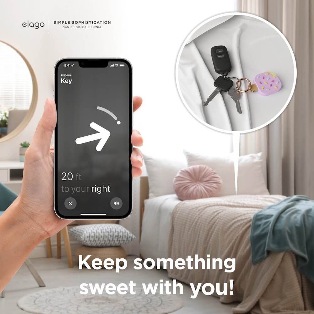 Elago Apple Silikon Dondurma AirTag Kılıfı - Lavanta 8809863858603