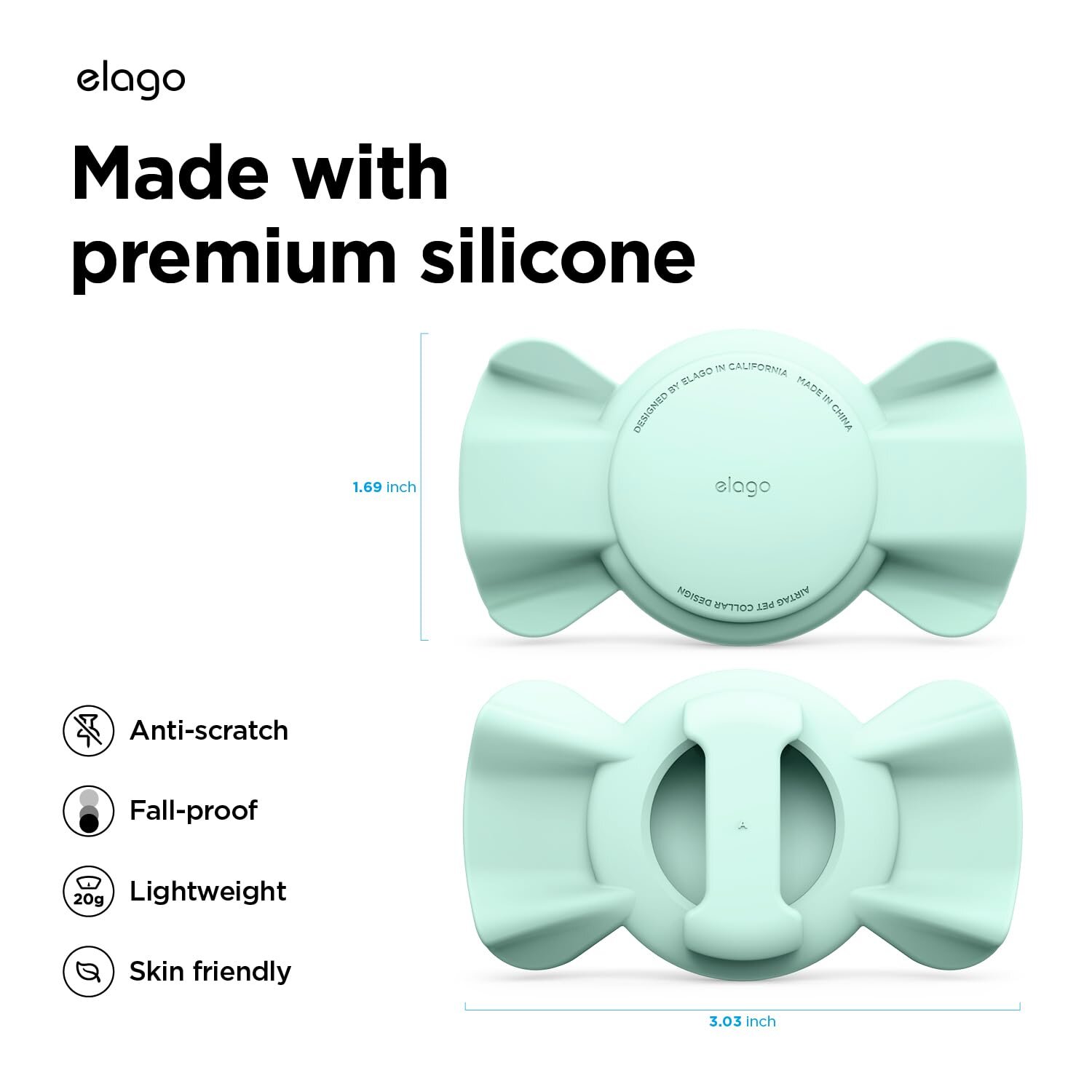 Elago Apple Silikon Pet Ribbon AirTag Kılıfı - Mint 8809919811767