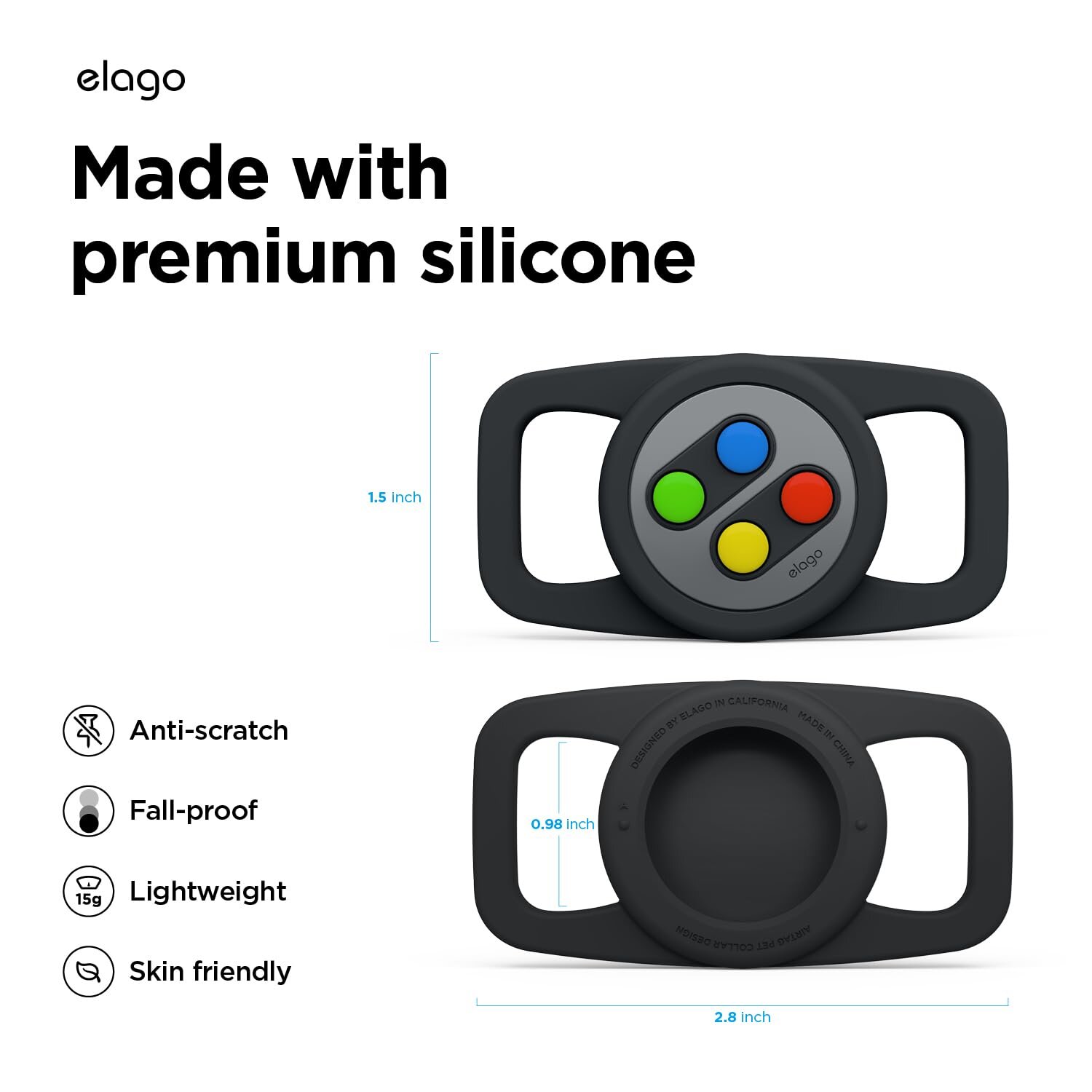 Elago Apple Silikon Pet W5 AirTag Kılıfı - Gri 8809919813075