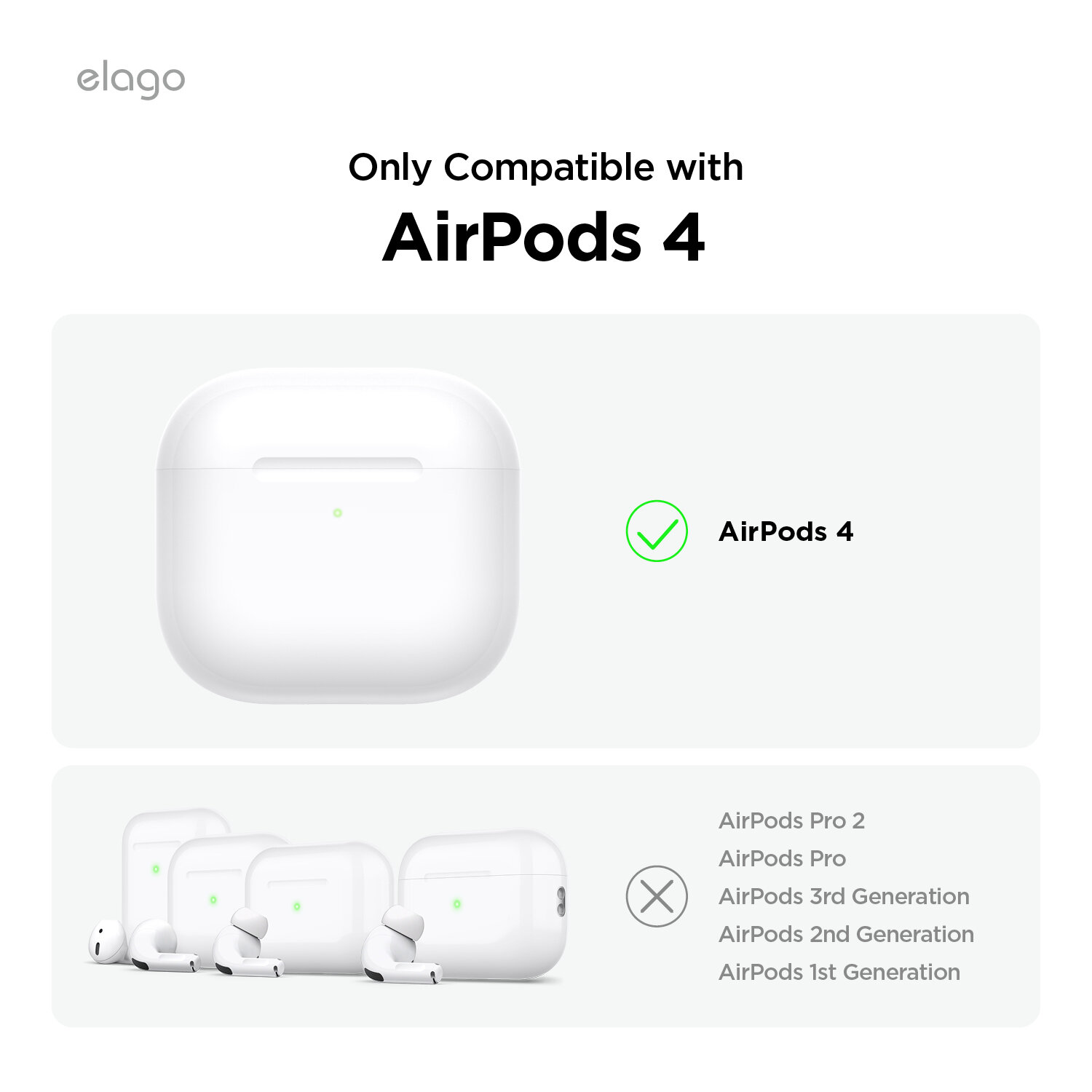 Elago AirPods 4 AW5 Kılıf - Açık Gri EAP4AW5-HANG-LGY