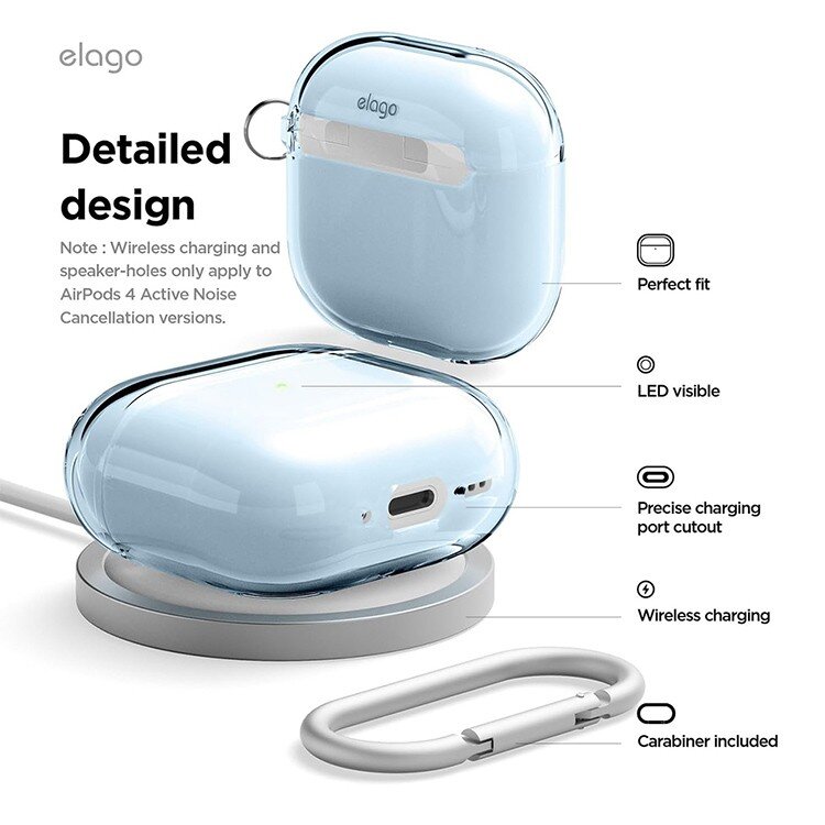 KA-Elago AirPods4 Clear Hang case-Aqua Blue EAP4CL-HANG-ABL