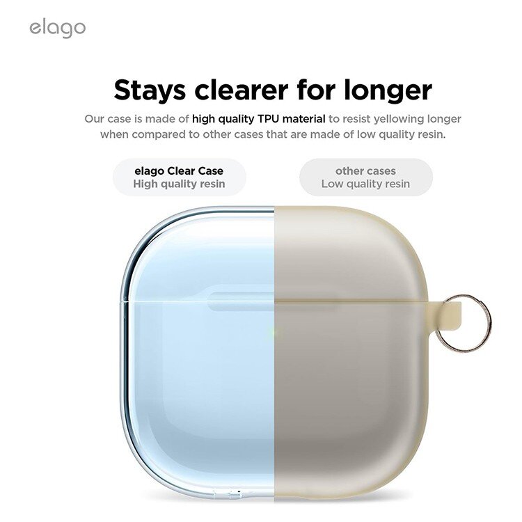 KA-Elago AirPods4 Clear Hang case-Aqua Blue EAP4CL-HANG-ABL