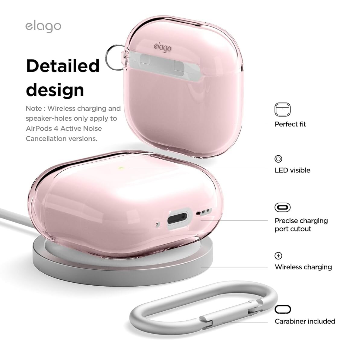 KA-Elago AirPods4 Clear Hang Case-Lovely Pink EAP4CL-HANG-LPK