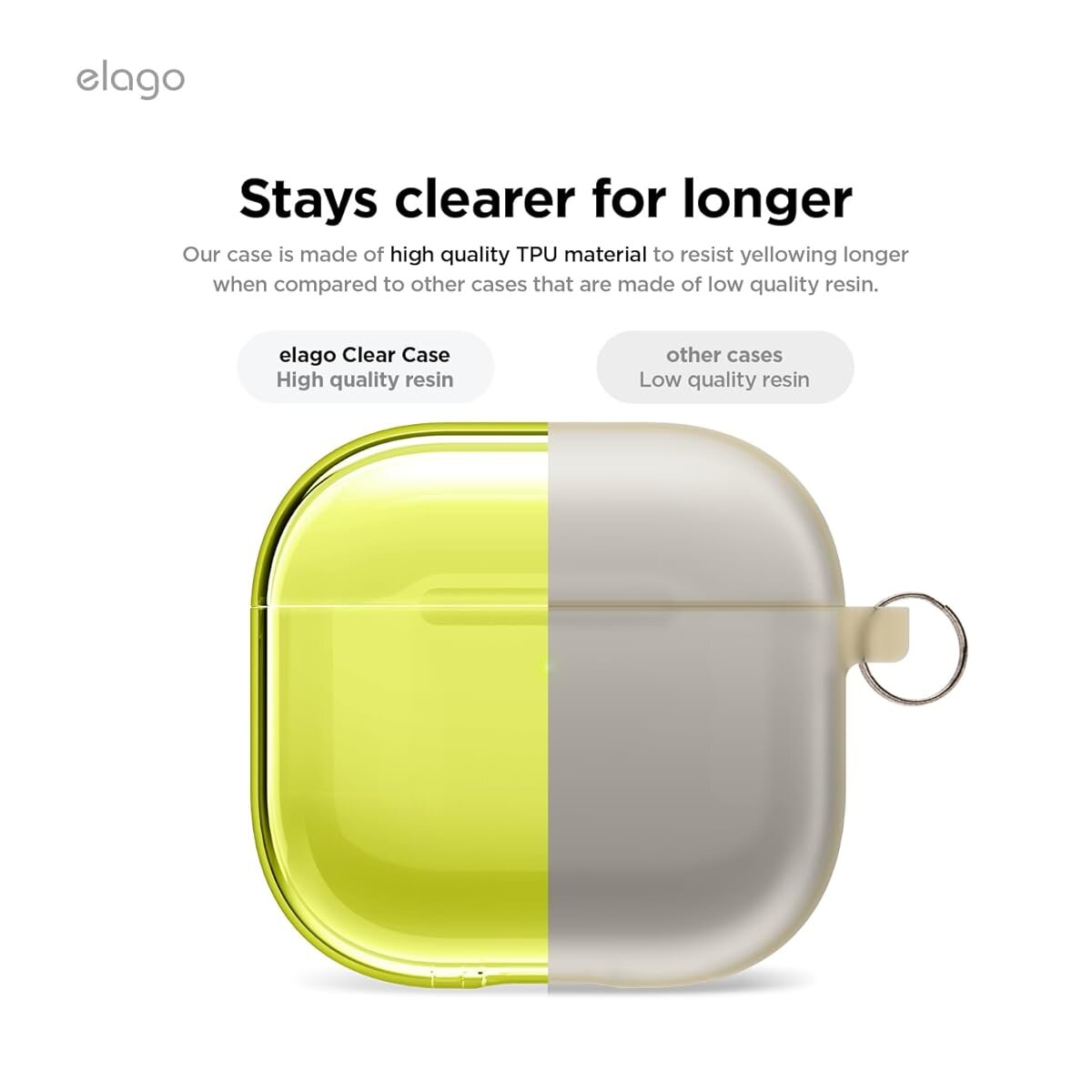 KA-Elago AirPods4 Clear Hang case-Neon Yellow EAP4CL-HANG-NYE
